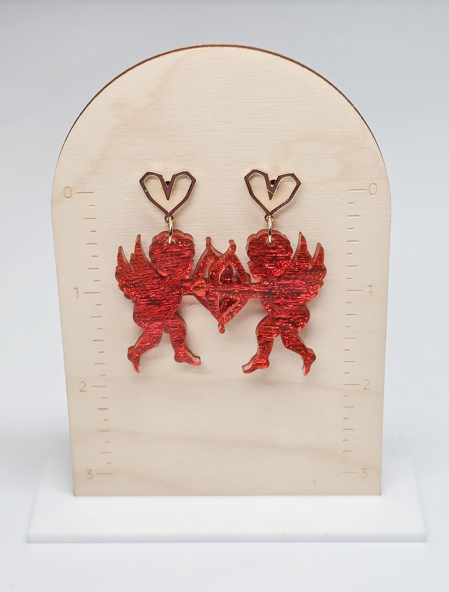 Cupid Acrylic Earrings, Valentine's Earrings, Love Accessories, Statement Acrylic Earrings, Heart Acrylic Earrings
