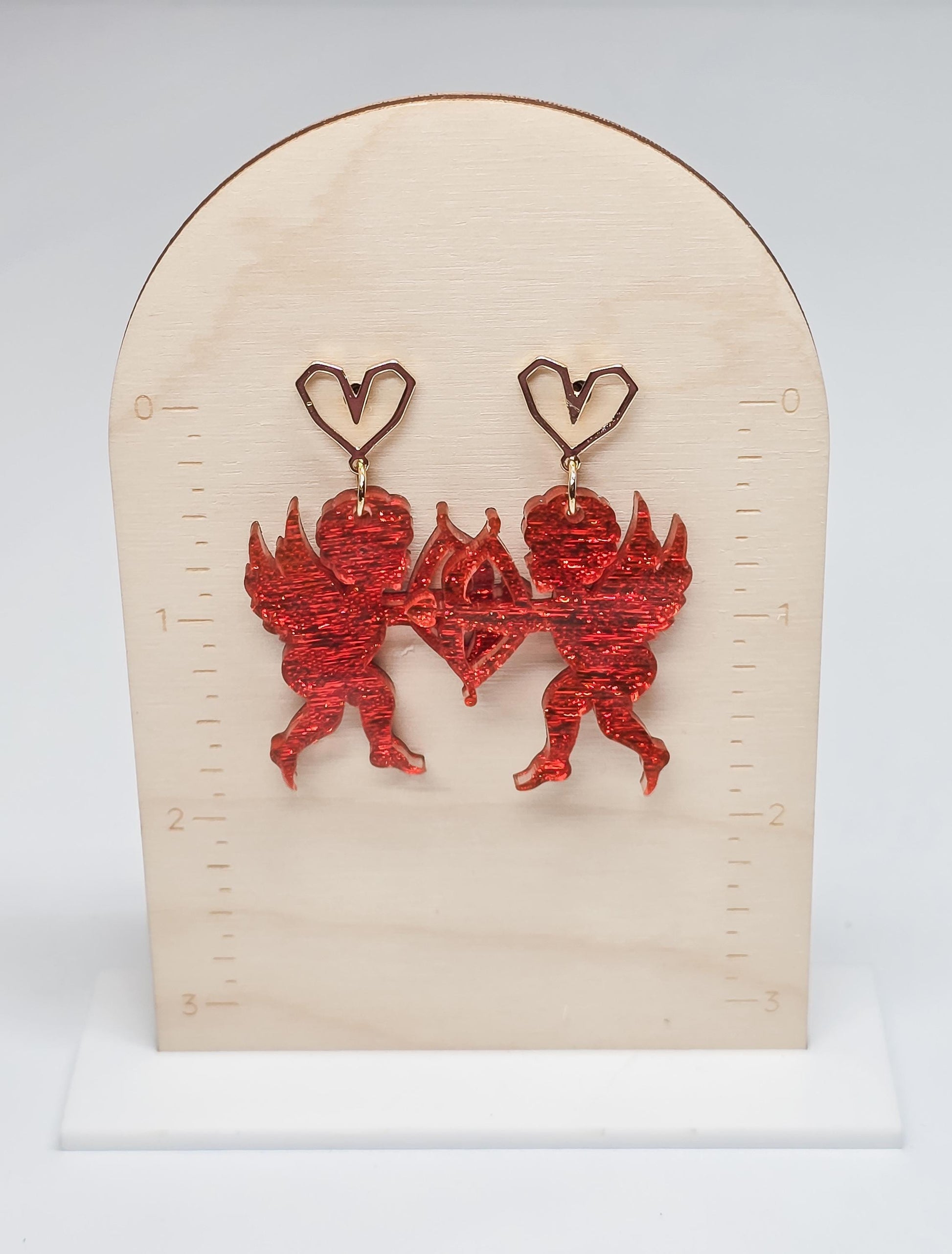 Cupid Acrylic Earrings, Valentine's Earrings, Love Accessories, Statement Acrylic Earrings, Heart Acrylic Earrings
