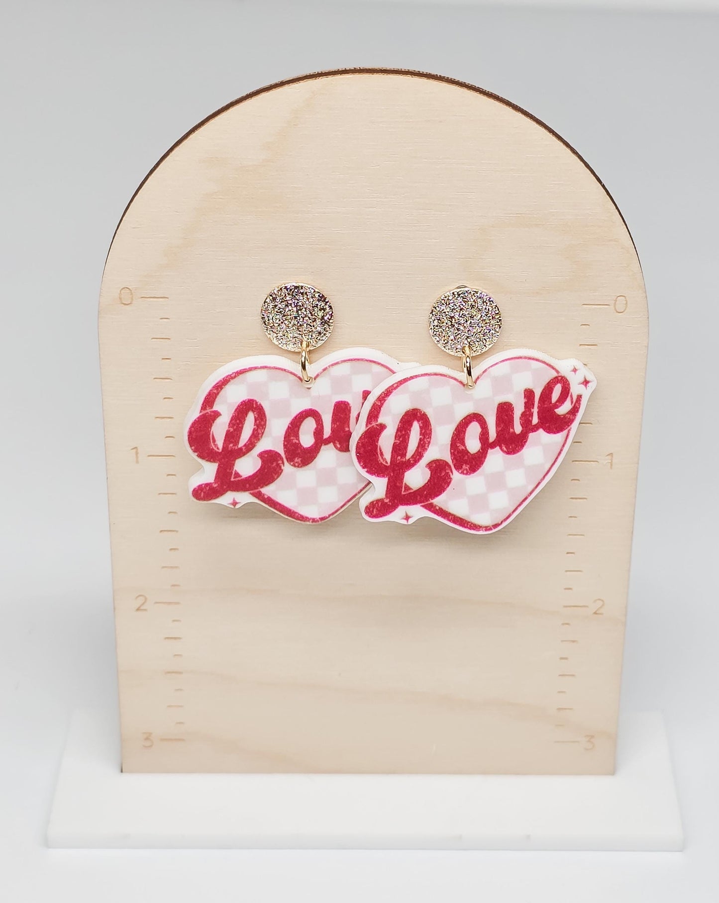 Retro Heart Earrings, Valentine's Earrings, Fun Accessories, Statement Acrylic Earrings, Heart Acrylic Earrings, Love Jewelry