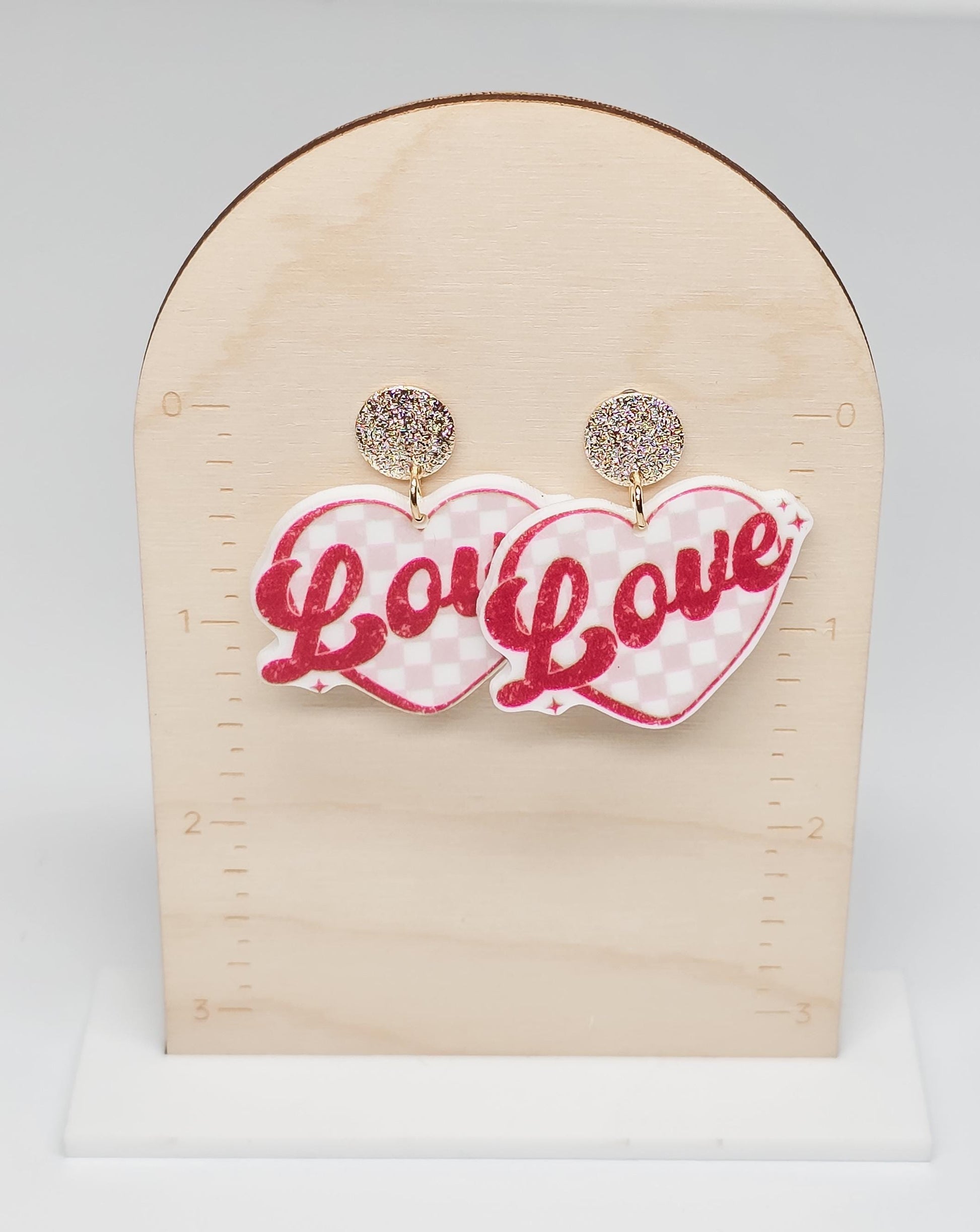 Retro Heart Earrings, Valentine's Earrings, Fun Accessories, Statement Acrylic Earrings, Heart Acrylic Earrings, Love Jewelry