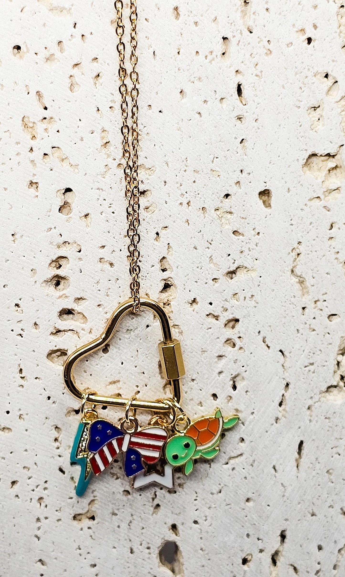 Carabiner Charm Necklace, Minimalist Jewelry, Stainless Steel, Modern Jewelry, Custom Charm Jewelry