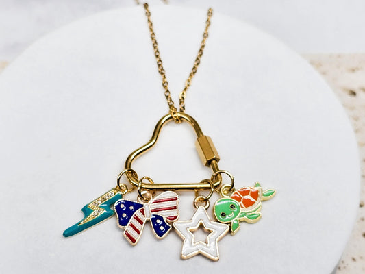 Carabiner Charm Necklace, Minimalist Jewelry, Stainless Steel, Modern Jewelry, Custom Charm Jewelry