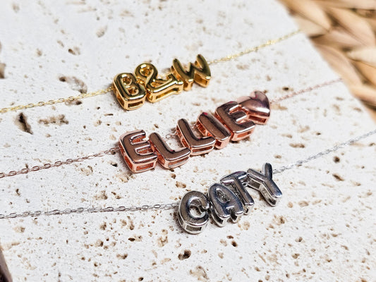 Personalized Necklace, Minimalist Jewelry, Sterling Silver, Bubble Letter Necklace, Modern Jewelry