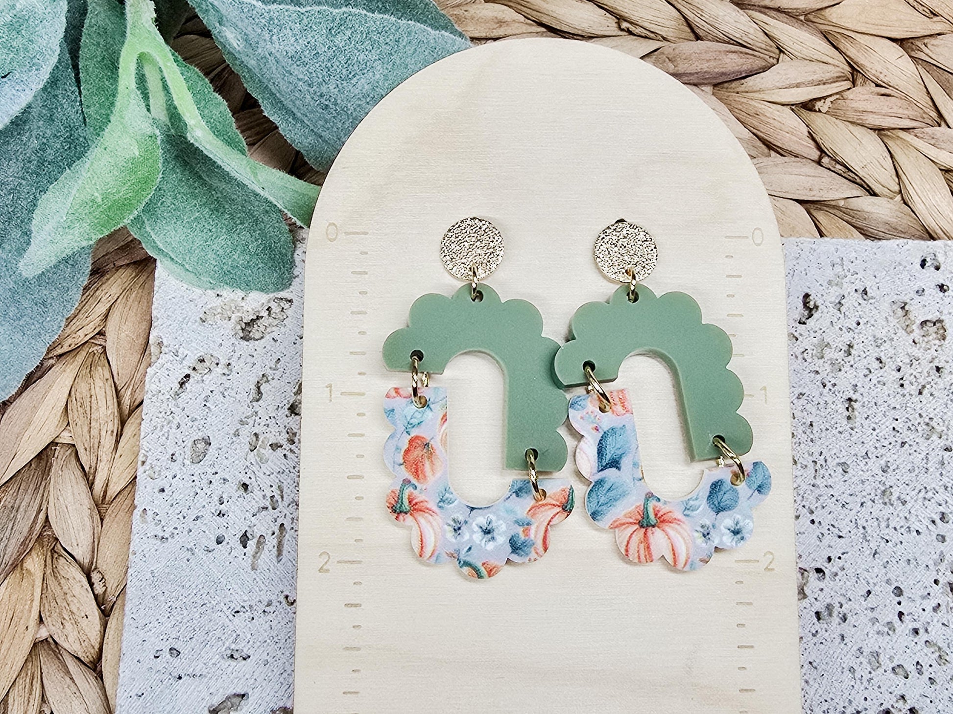 Scalloped Arch Acrylic Pumpkin Earrings, Fall Accessories