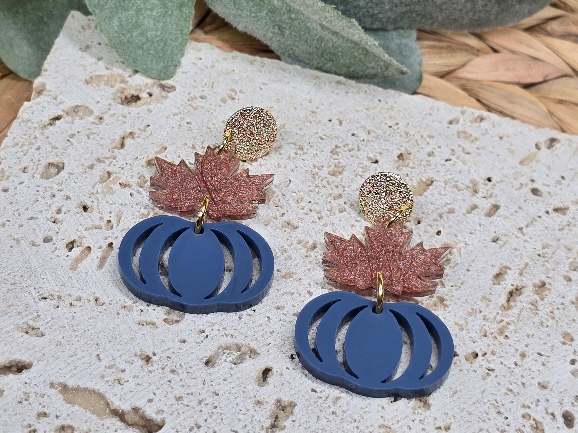 Leaf Pumpkin Acrylic Earrings, Fall Jewelry