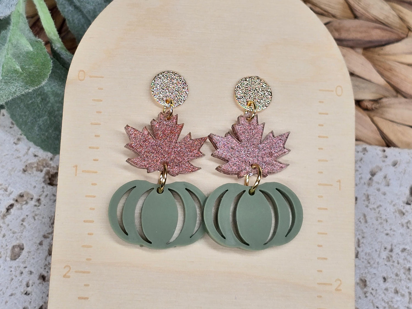 Leaf Pumpkin Acrylic Earrings, Fall Jewelry