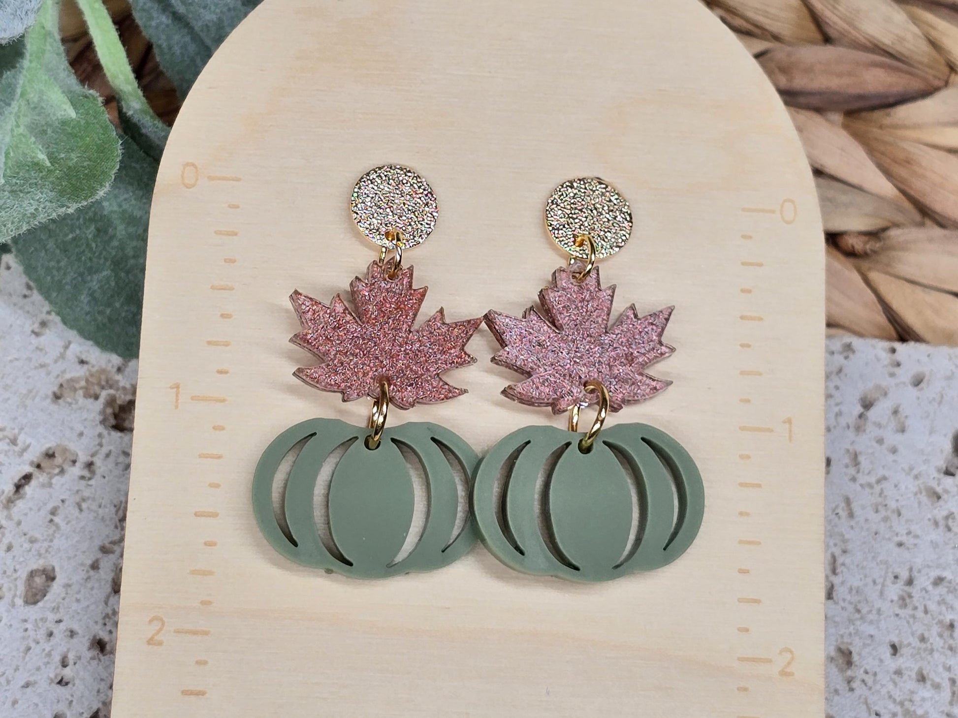 Leaf Pumpkin Acrylic Earrings, Fall Jewelry