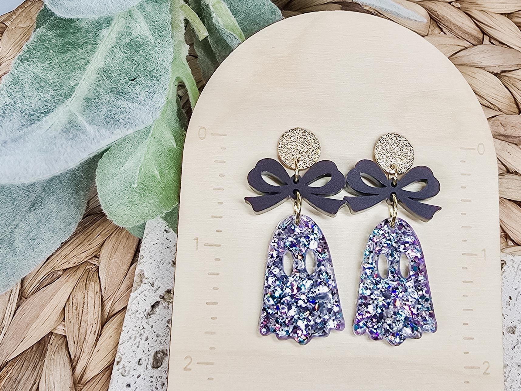 Bow Ghost Earrings, Spooky Jewelry, Fall Accessories