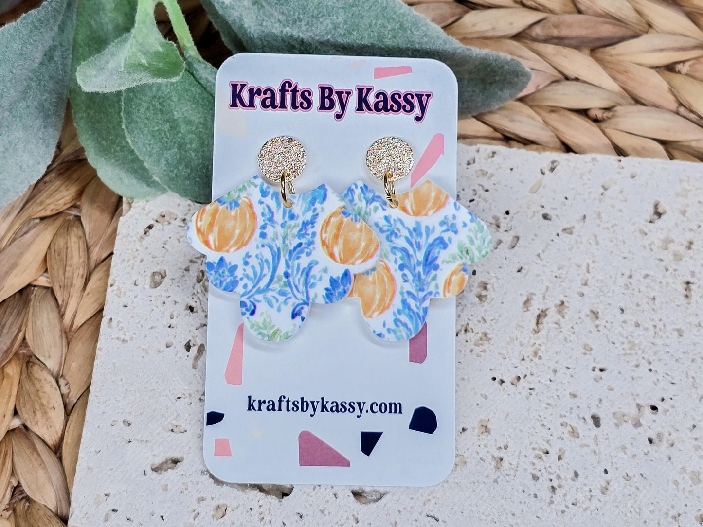 Vintage Pumpkin Acrylic Earrings, Thanksgiving Earrings, Fall Jewelry, Pumpkin Jewelry