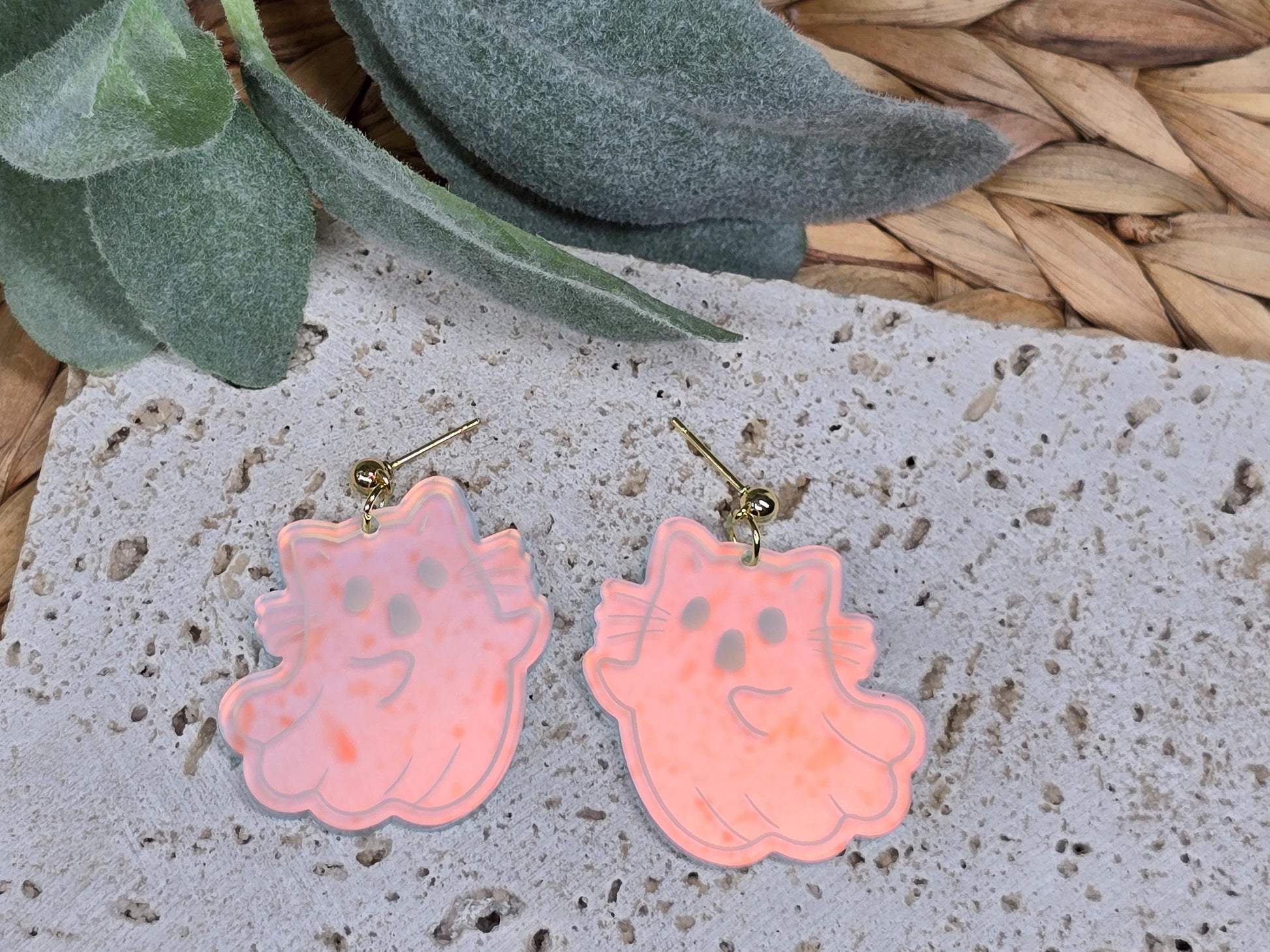 Iridescent Ghost Earrings, Acrylic Spooky Jewelry, Fall Accessories