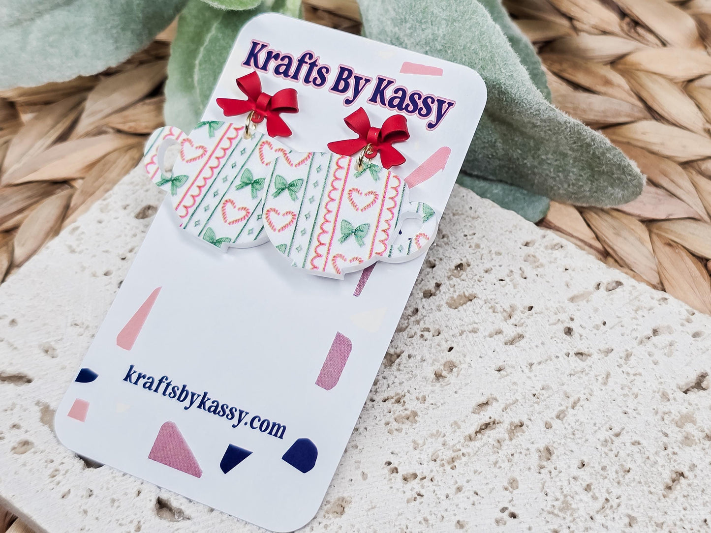 Christmas Mug Acrylic Earrings, Holiday Winter Accessories, Christmas Jewelry, Coffee Charm