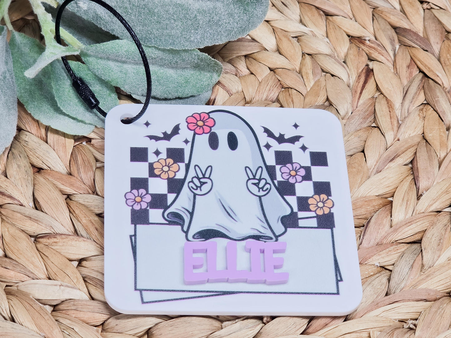 Personalized Ghost Bag Tag, Acrylic UV Printed Halloween Boo Bag Tag, Backpack Name Tag, Spooky Accessory