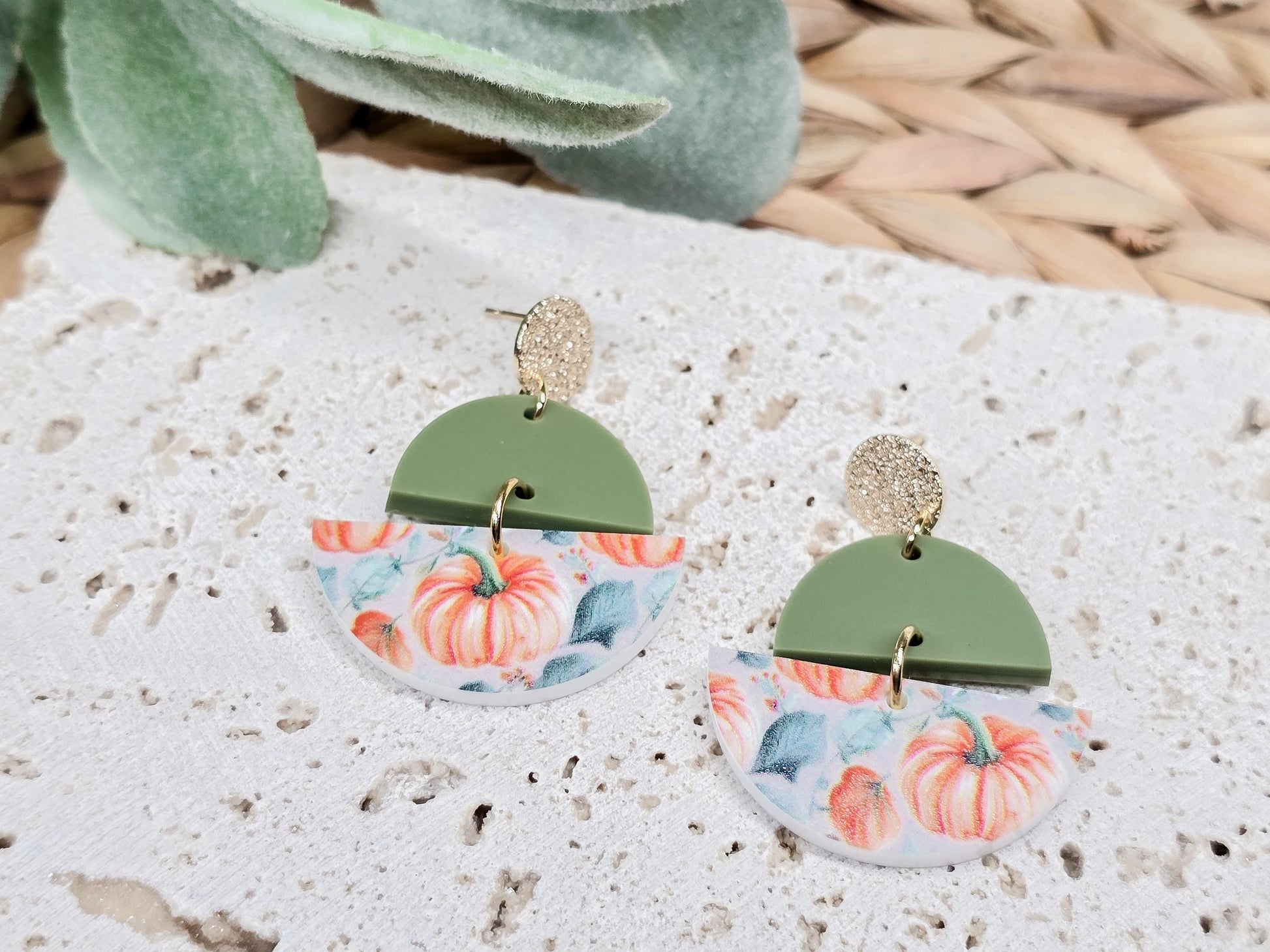 Pumpkin Acrylic Earrings, Fall Jewelry