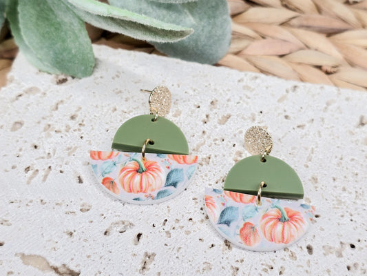 Pumpkin Acrylic Earrings, Fall Jewelry