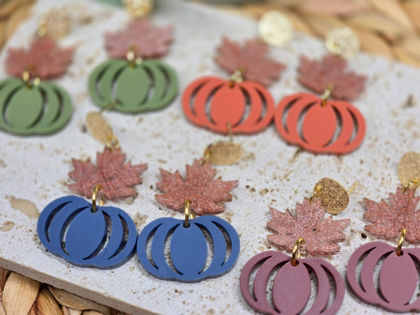 Leaf Pumpkin Acrylic Earrings, Fall Jewelry