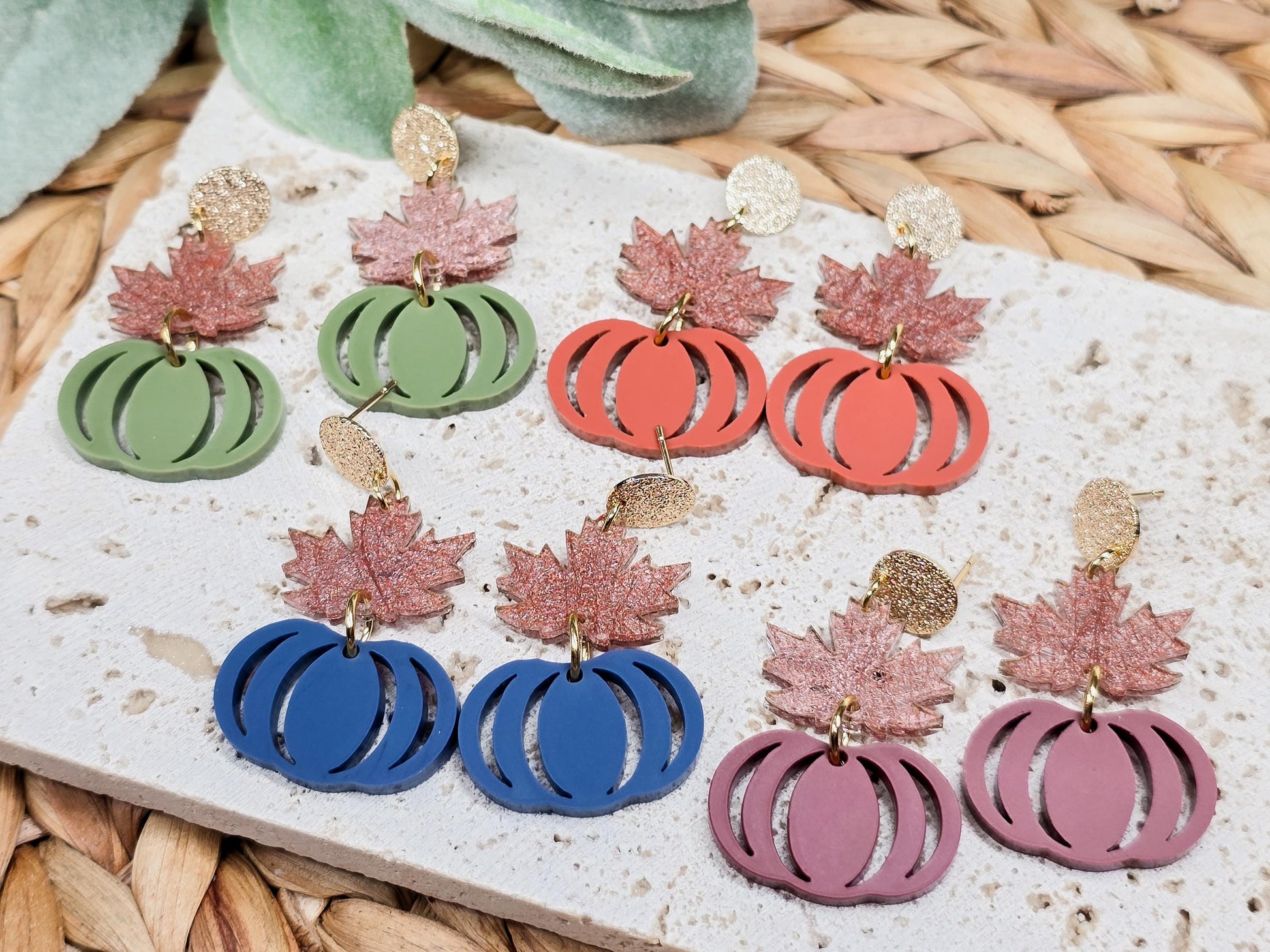Leaf Pumpkin Acrylic Earrings, Fall Jewelry