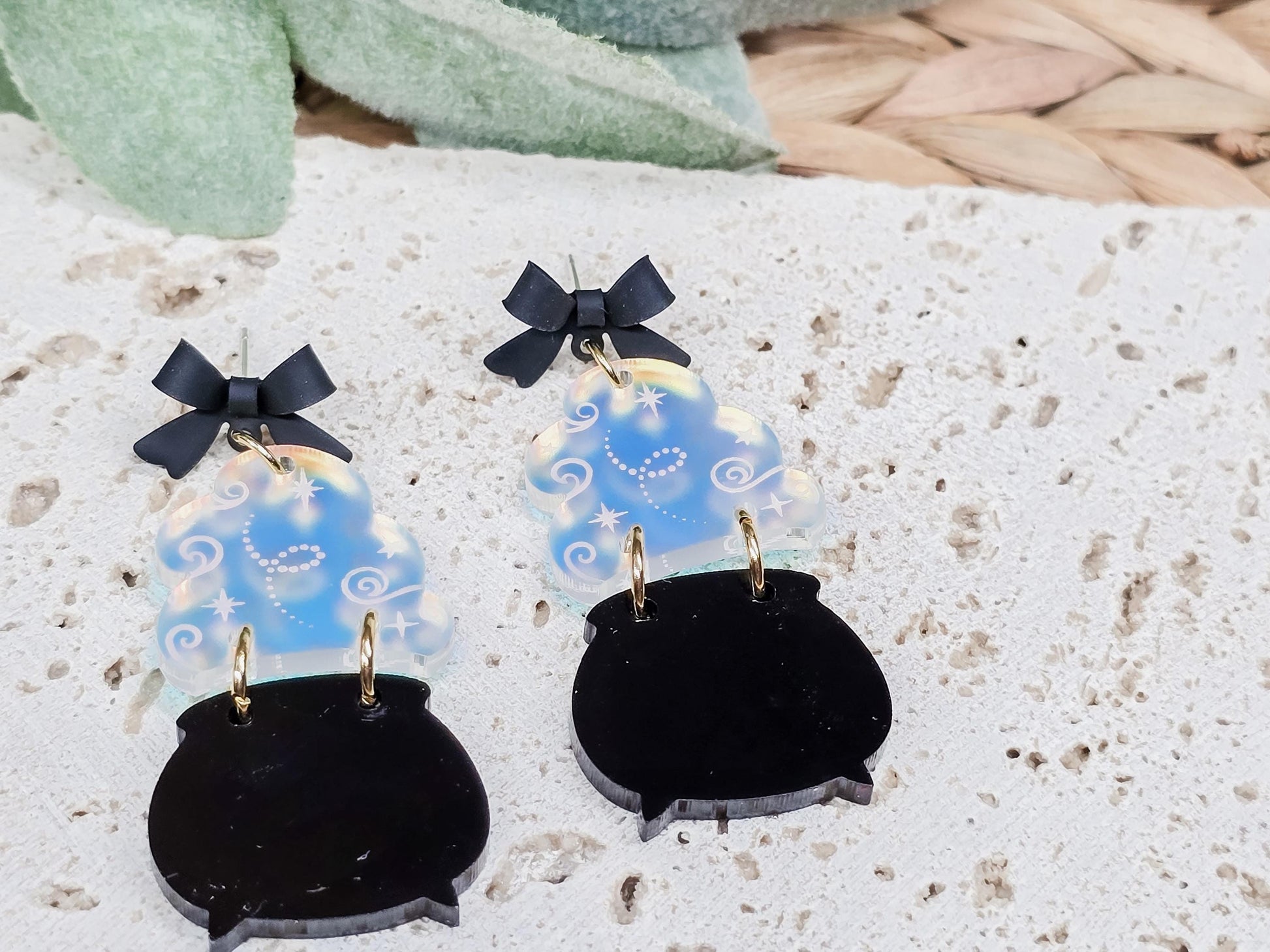 Witch Cauldron Earrings, Halloween Jewelry, Spooky Accessory