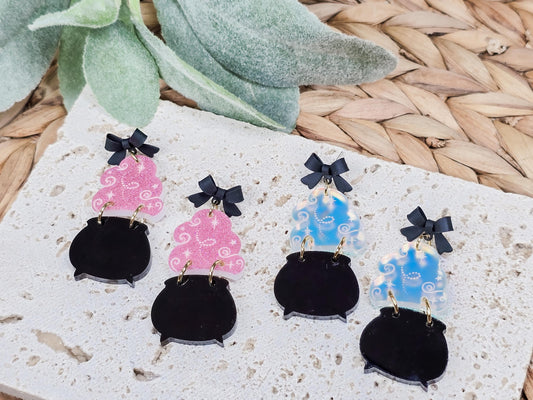 Witch Cauldron Earrings, Halloween Jewelry, Spooky Accessory