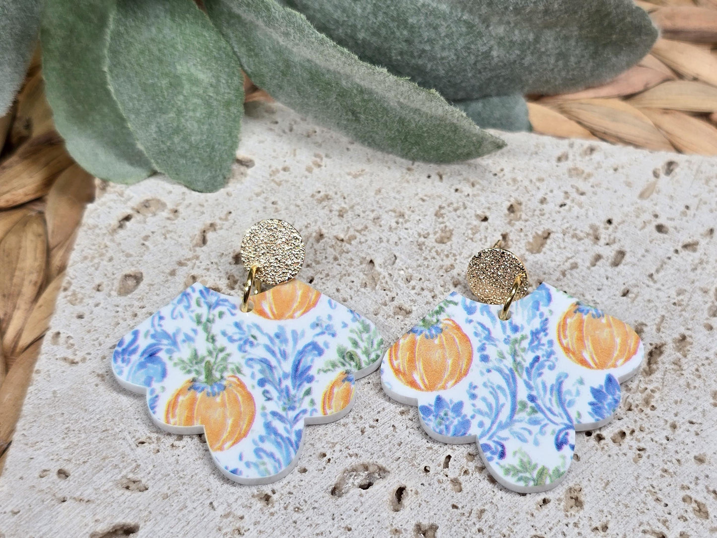 Vintage Pumpkin Acrylic Earrings, Thanksgiving Earrings, Fall Jewelry, Pumpkin Jewelry