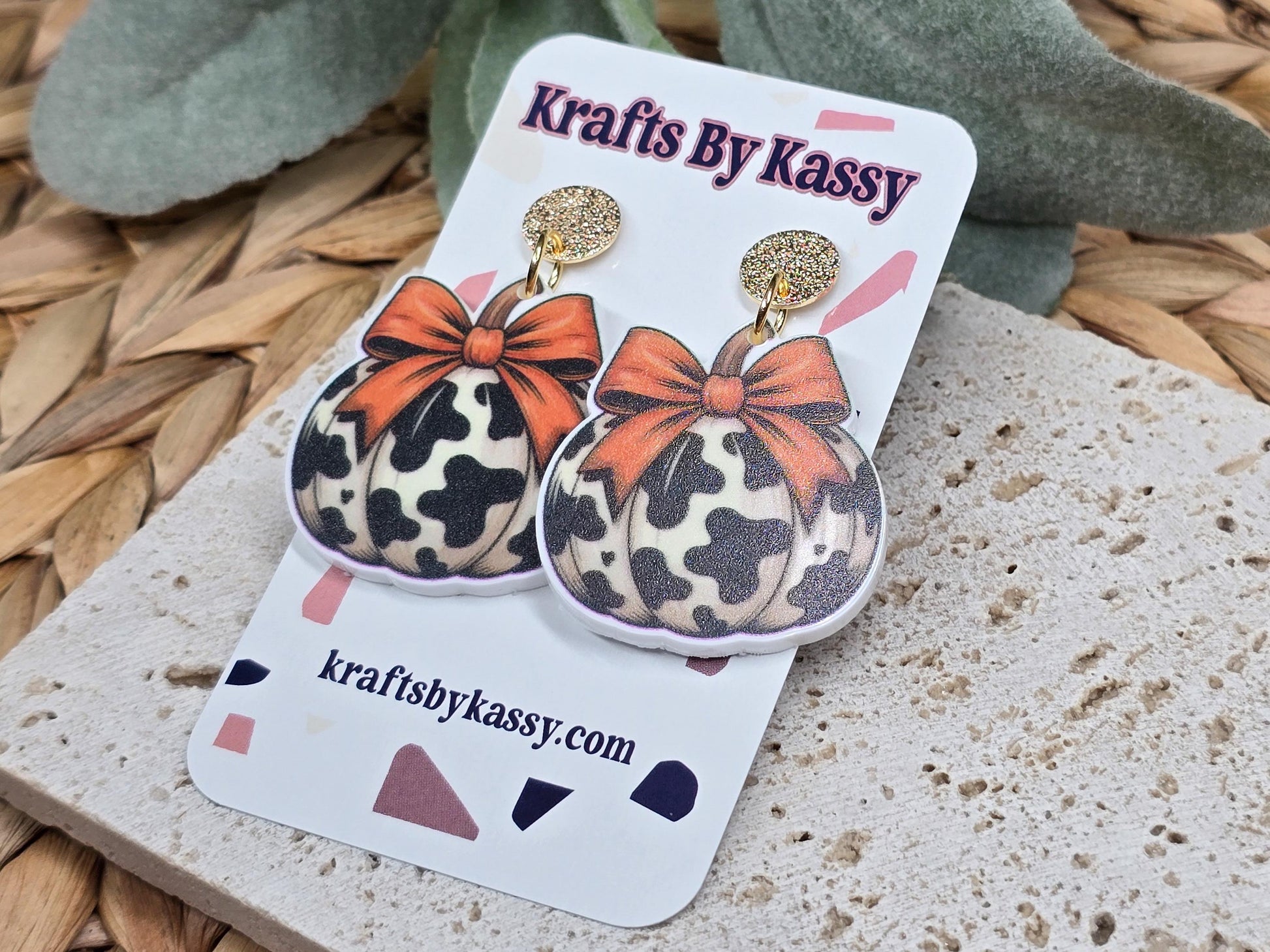 Leopard Pumpkin Earrings, Thanksgiving Earrings, Acrylic Pumpkin Earrings