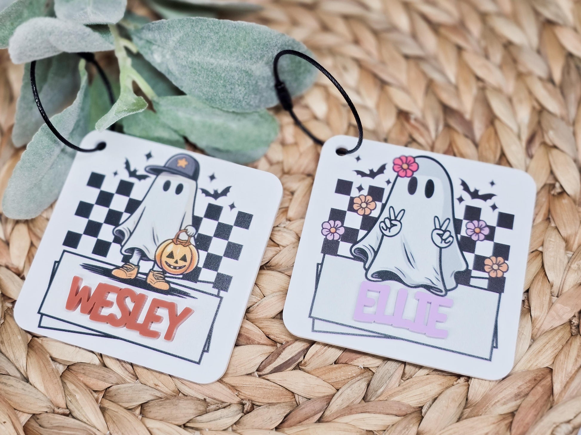 Personalized Ghost Bag Tag, Acrylic UV Printed Halloween Boo Bag Tag, Backpack Name Tag, Spooky Accessory