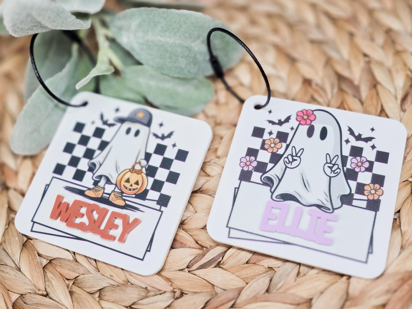 Personalized Ghost Bag Tag, Acrylic UV Printed Halloween Boo Bag Tag, Backpack Name Tag, Spooky Accessory