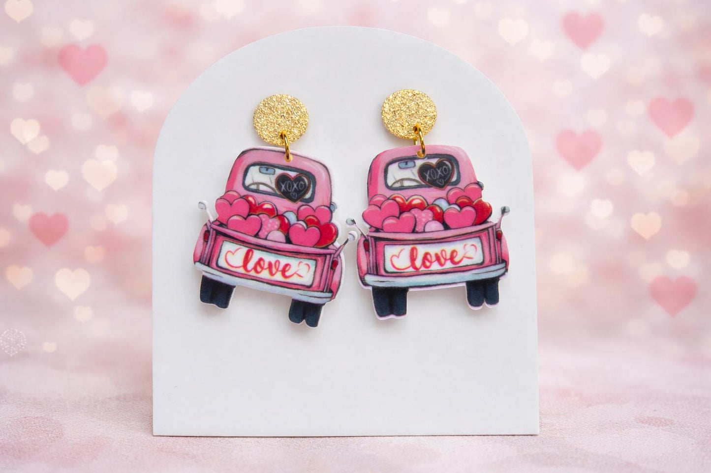 Heart Truck Acrylic Earrings