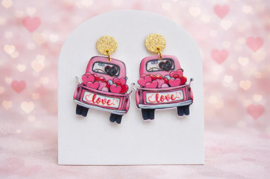 Heart Truck Acrylic Earrings