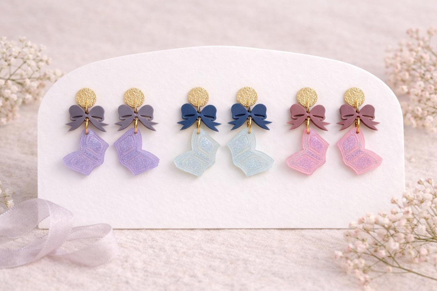 Book Acrylic Earrings, Bow and Book Jewelry