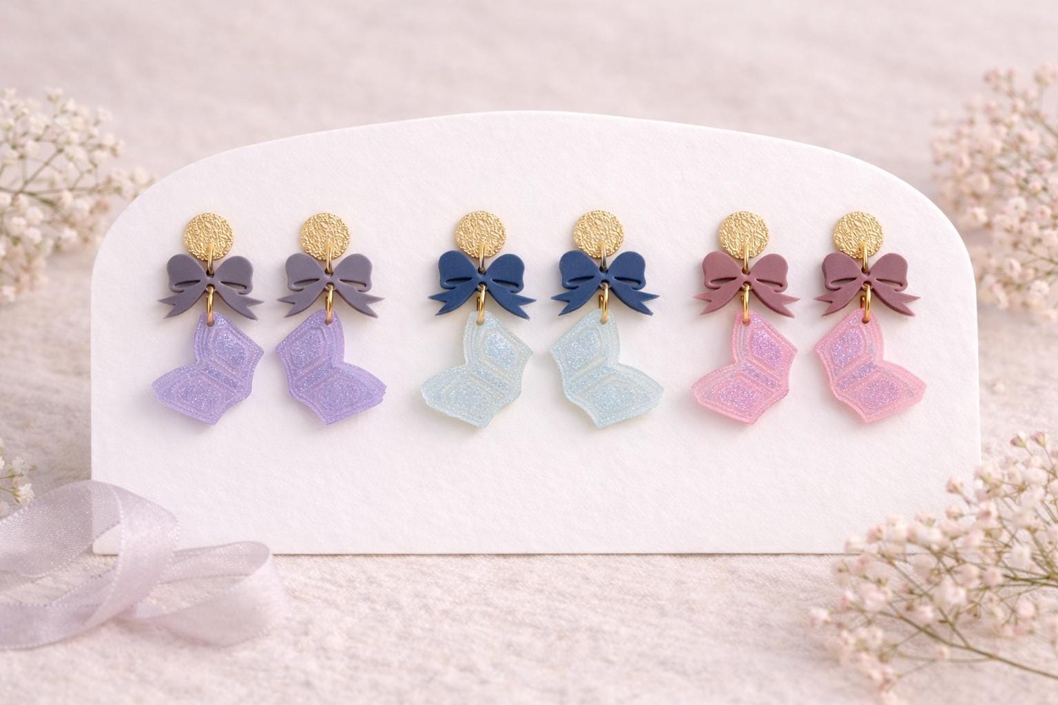 Book Acrylic Earrings, Bow and Book Jewelry