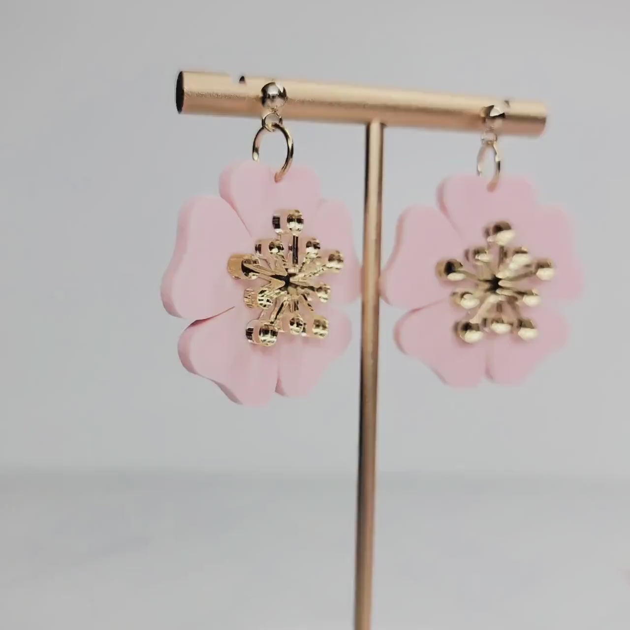 Flower Acrylic Earrings, Summer Earrings, Floral Jewelry, Beach Accessories, Pink Flower Earrings