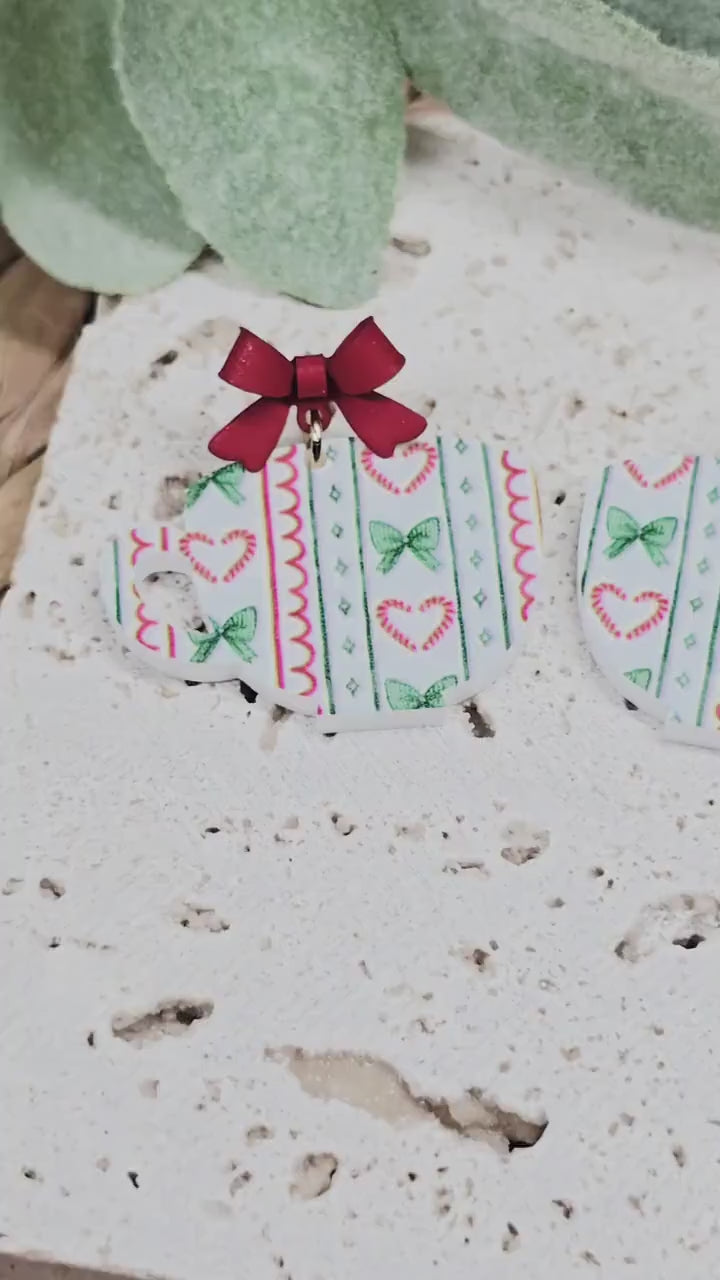 Christmas Mug Acrylic Earrings, Holiday Winter Accessories, Christmas Jewelry, Coffee Charm