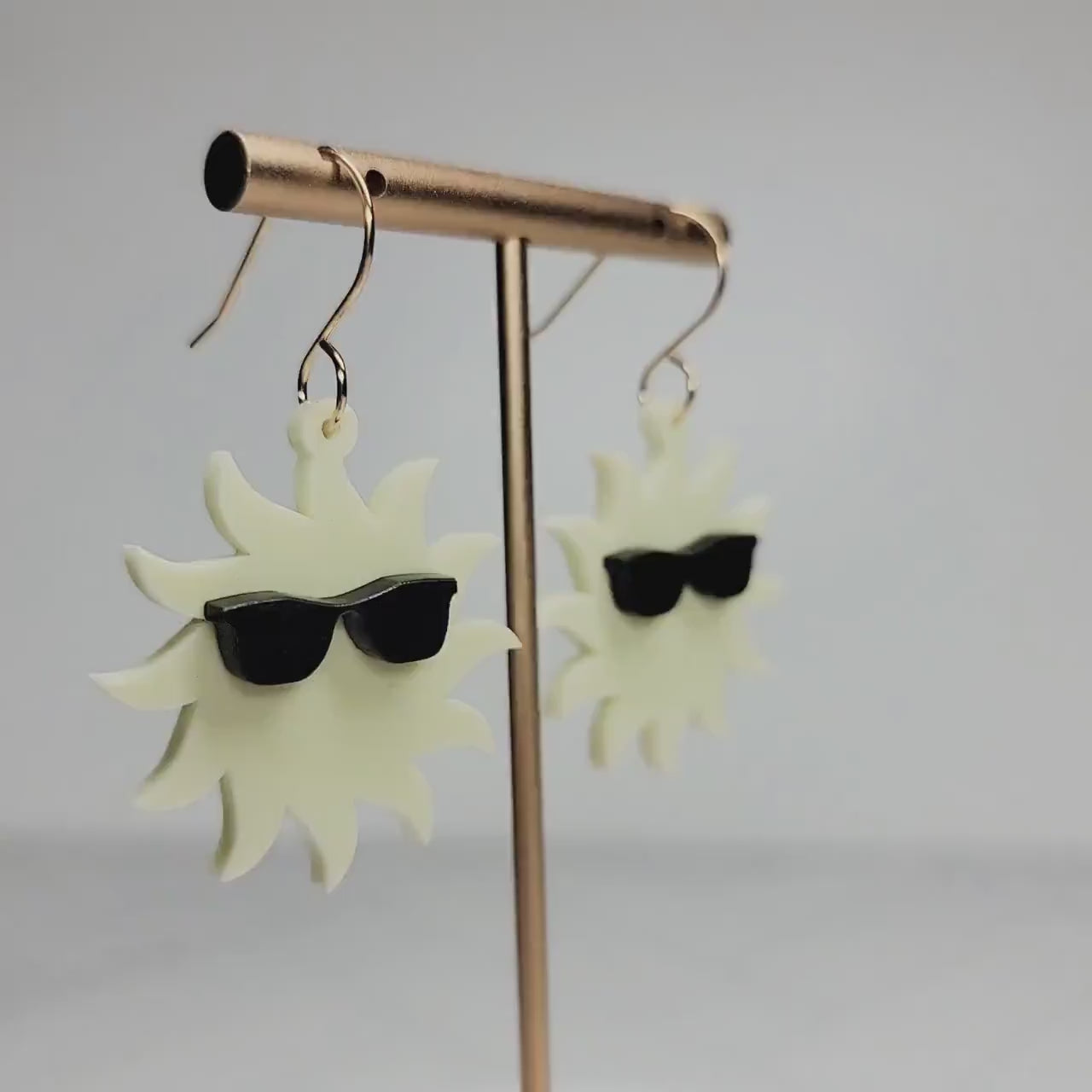 Sun Acrylic Earrings, Summer Jewelry, Sun with Shades Accessory, Fun Summer Earrings