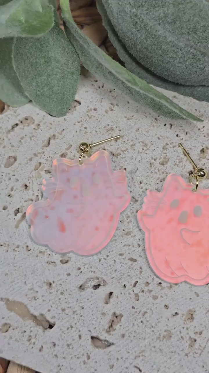 Iridescent Ghost Earrings, Acrylic Spooky Jewelry, Fall Accessories