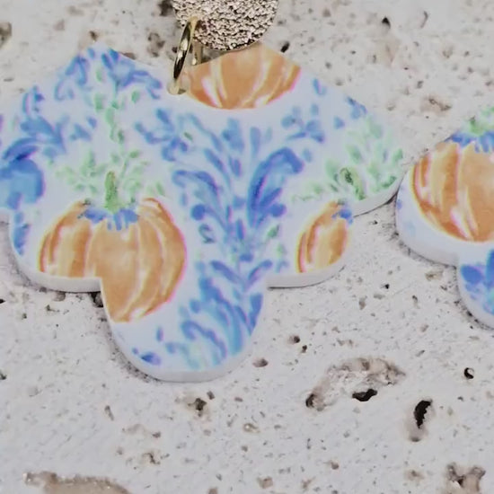 Vintage Pumpkin Acrylic Earrings, Thanksgiving Earrings, Fall Jewelry, Pumpkin Jewelry