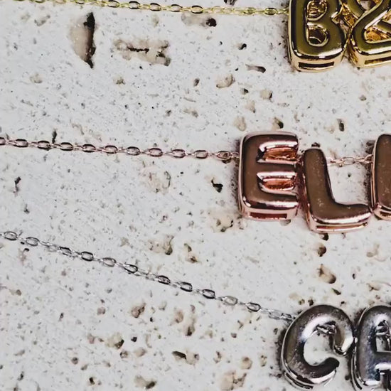 Personalized Necklace, Minimalist Jewelry, Sterling Silver, Bubble Letter Necklace, Modern Jewelry
