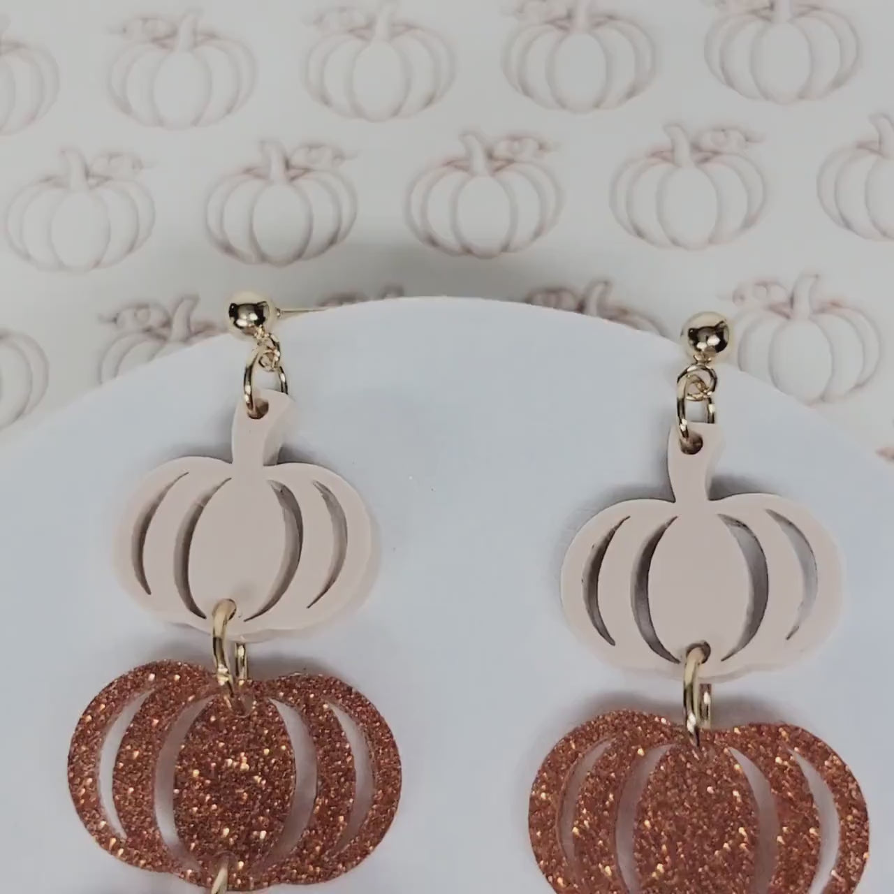 Stacked Pumpkin Earrings, Thanksgiving Earrings, Acrylic Pumpkin Earrings, Ombre Pumpkin Fall Earrings, Fall Jewelry, Pumpkin Jewelry