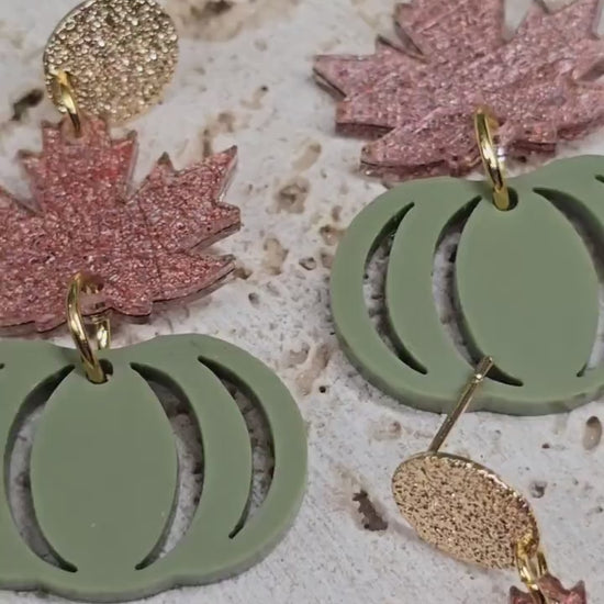 Leaf Pumpkin Acrylic Earrings, Fall Jewelry