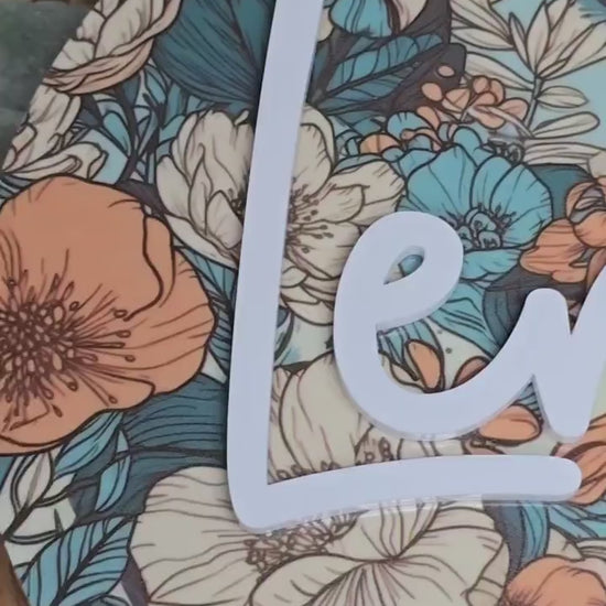 Floral Name Sign, Acrylic Wall Art, Name Announcement Plaque, Floral Nursery Decor, Newborn Photo Props, Baby Shower Gift