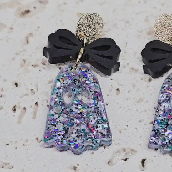 Bow Ghost Earrings, Spooky Jewelry, Fall Accessories