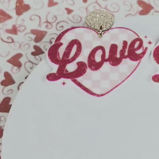 Retro Heart Earrings, Valentine's Earrings, Fun Accessories, Statement Acrylic Earrings, Heart Acrylic Earrings, Love Jewelry