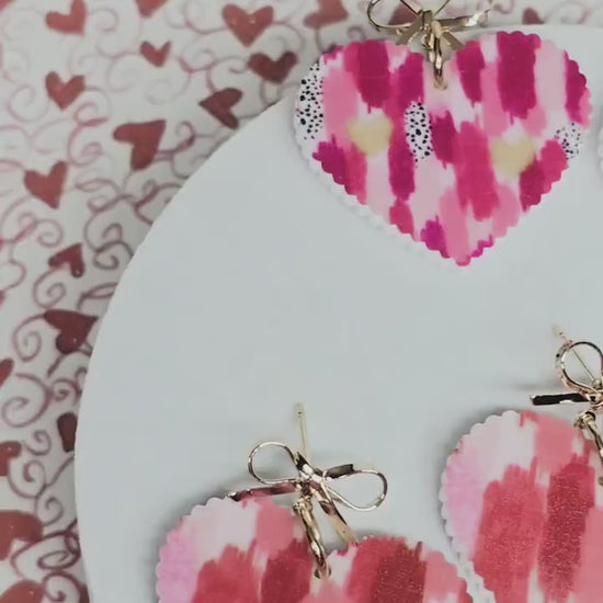Brush Stroke Acrylic Earrings, Valentine's Accessories, Fun Accessories, Statement Acrylic Earrings, Heart Acrylic Earrings, Heart Earrings
