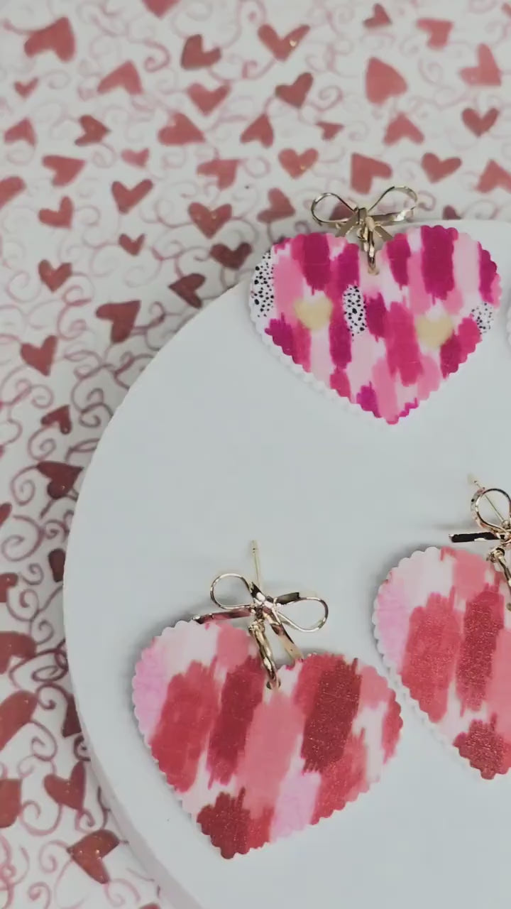 Brush Stroke Acrylic Earrings, Valentine's Accessories, Fun Accessories, Statement Acrylic Earrings, Heart Acrylic Earrings, Heart Earrings