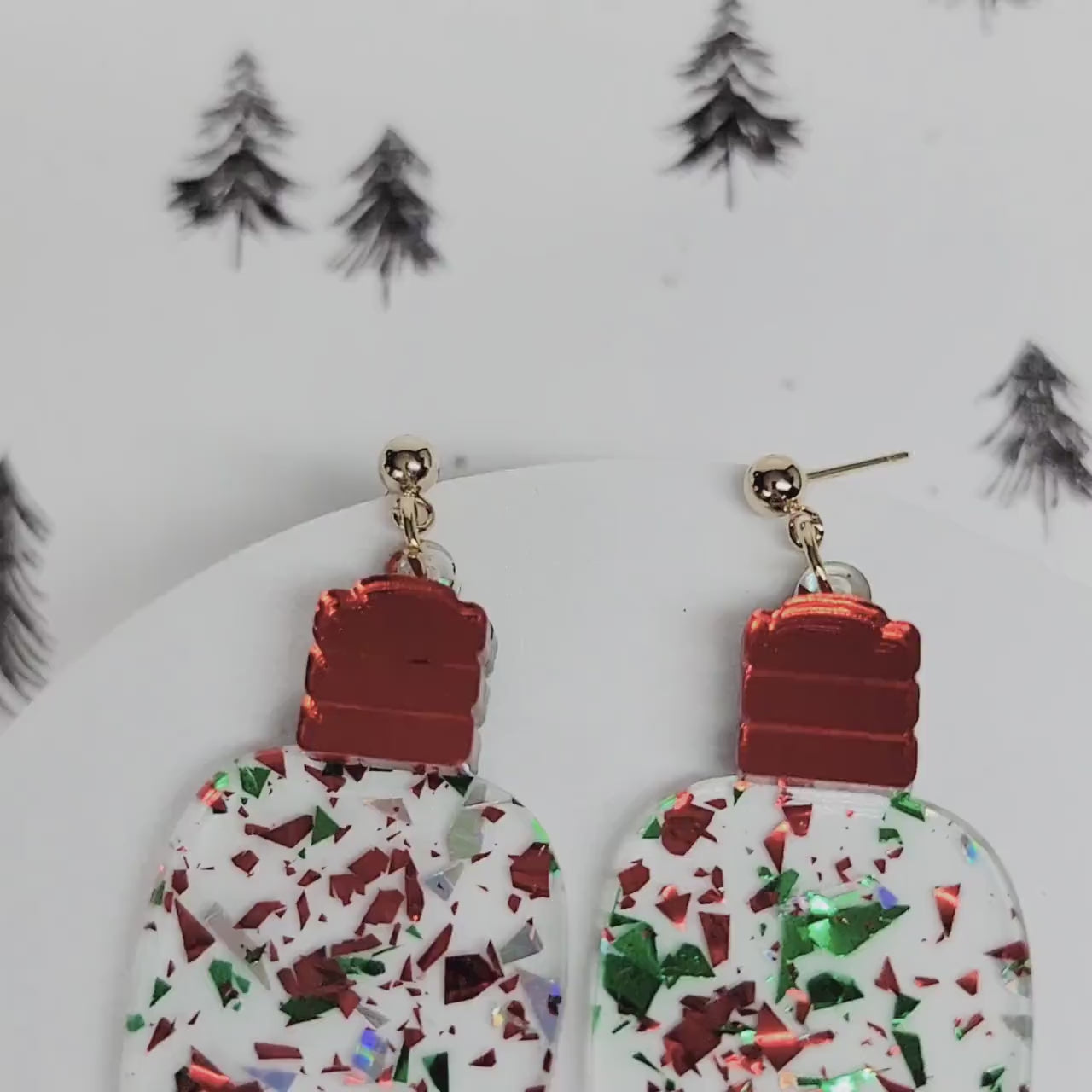 Christmas Tree Light Bulb Dangle Earrings, Christmas Earrings, Holiday Winter Accessories, Statement Acrylic Earrings, Acrylic Earrings