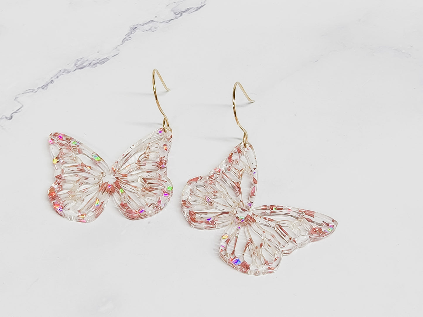 Butterfly Rose Gold Flake Earrings
