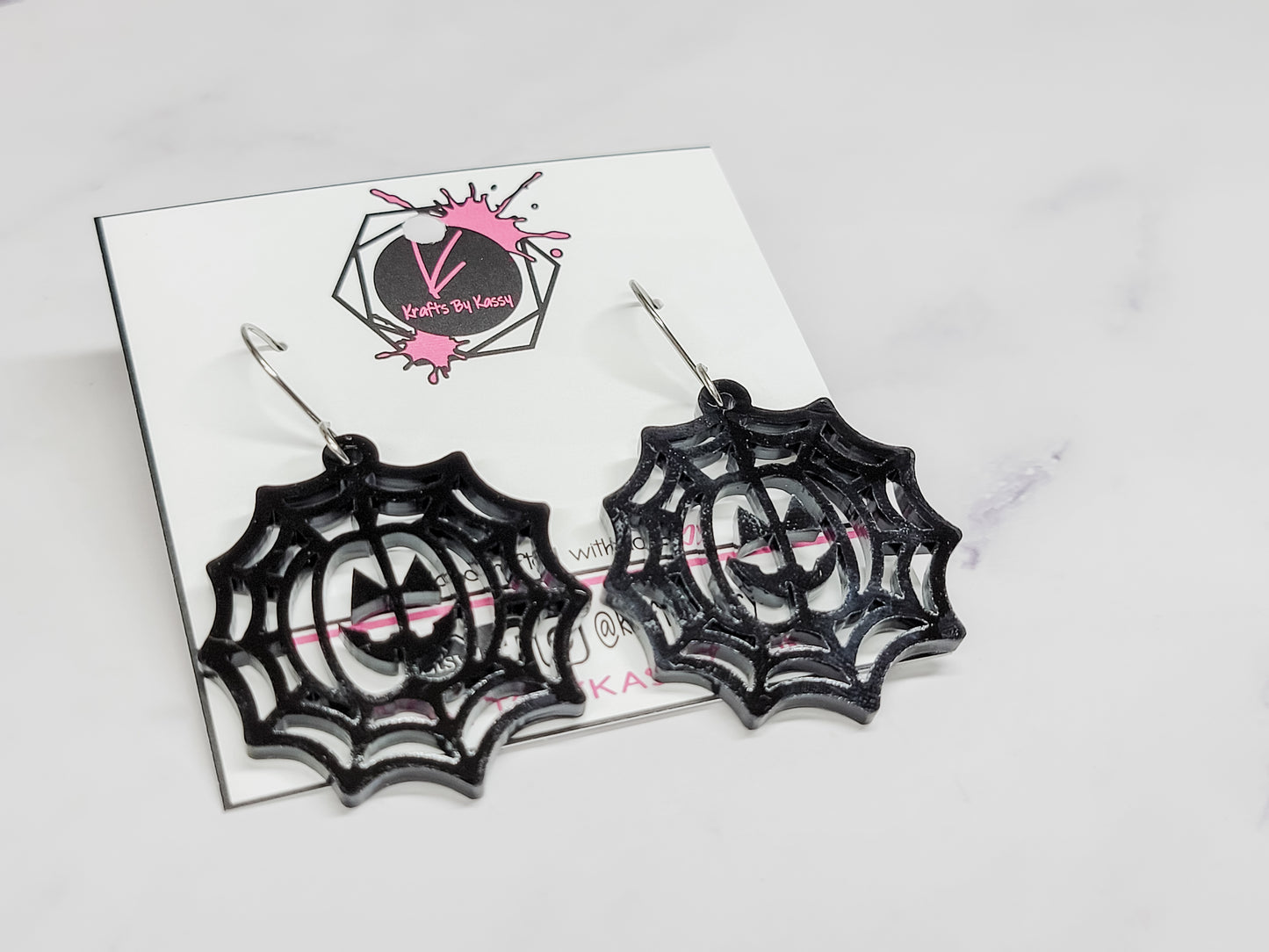 Pumpkin Spiderweb Earrings