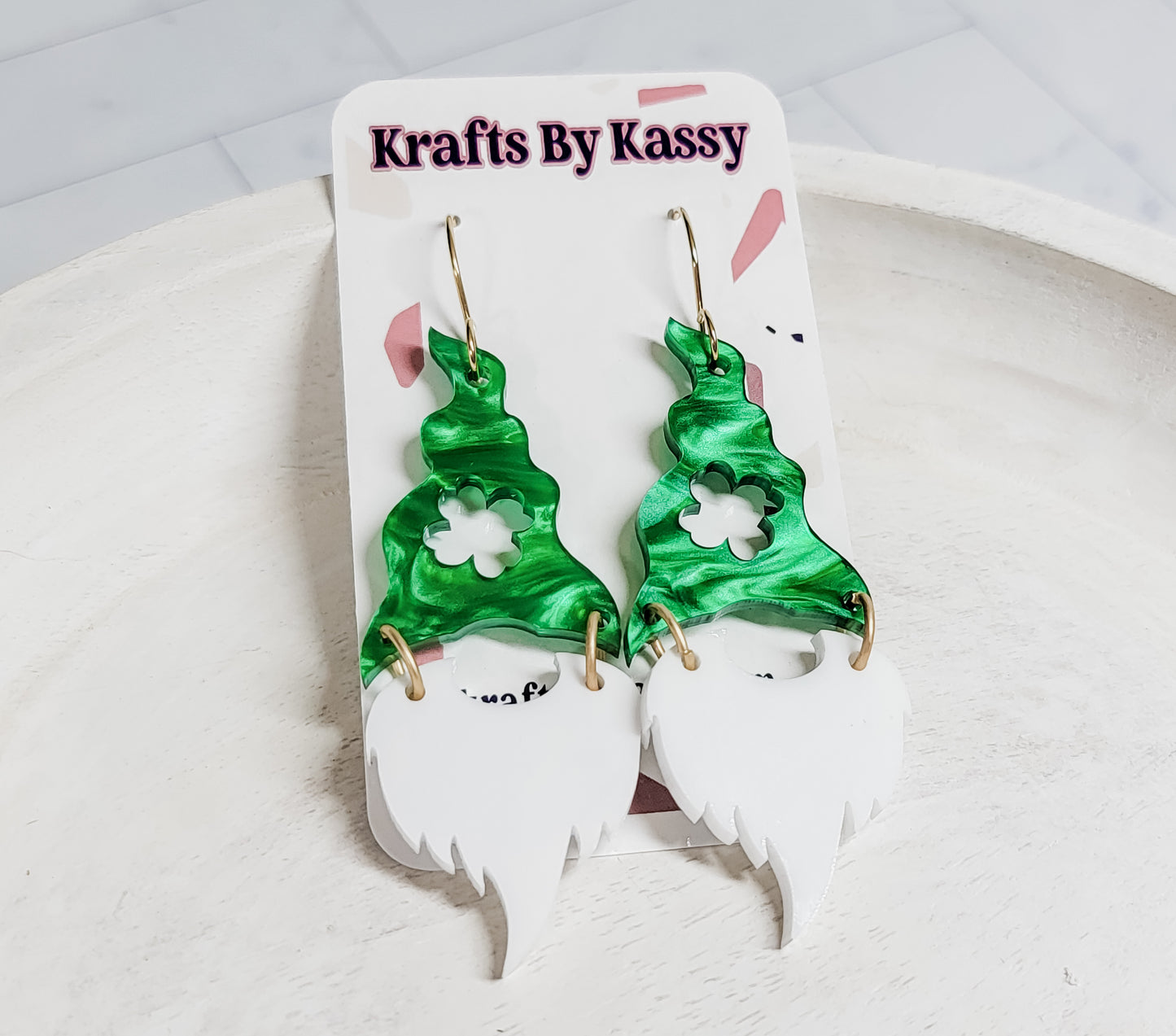 Gnome Shamrock Hat Earrings