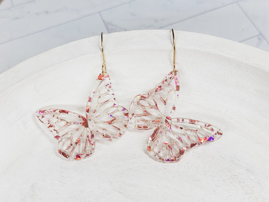 Butterfly Rose Gold Flake Earrings