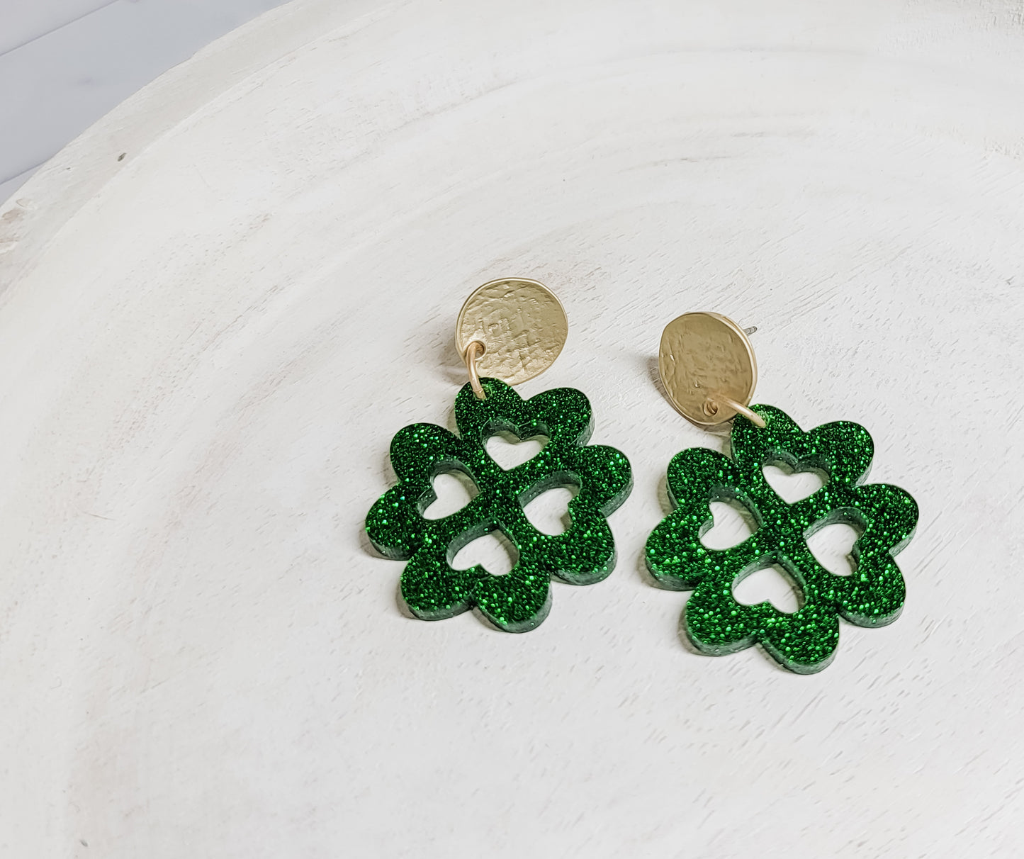 Glitter Shamrock Earrings