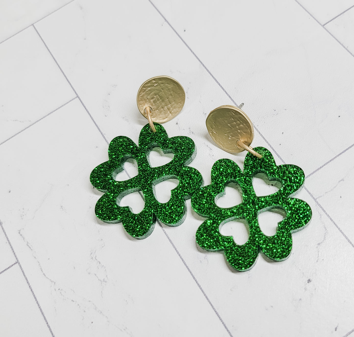 Glitter Shamrock Earrings